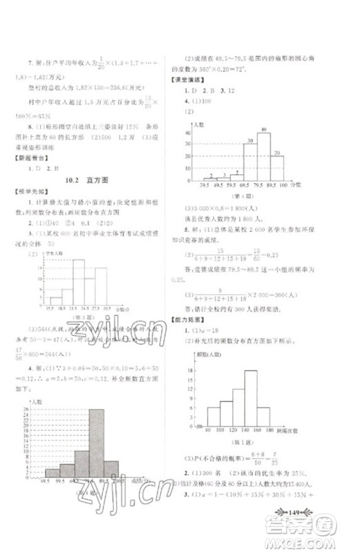 黄山书社2023自主学习当堂反馈七年级数学下册人教版参考答案