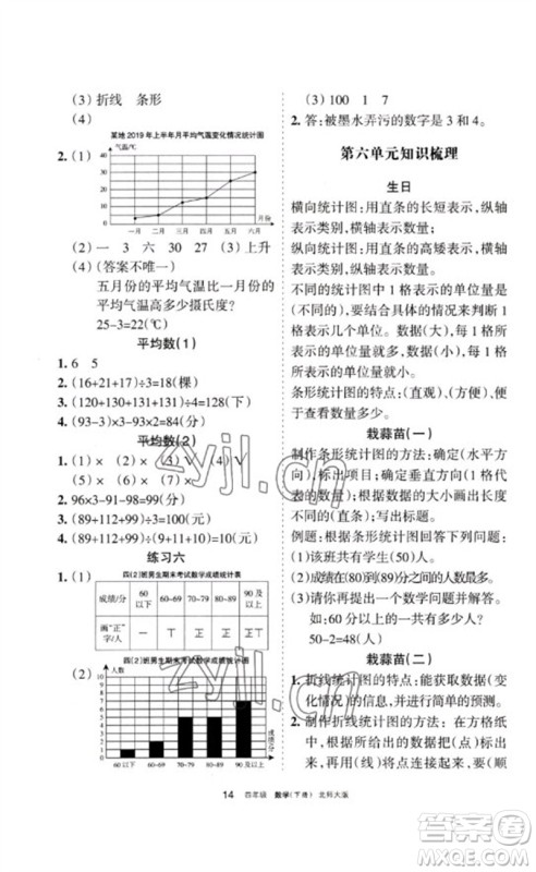 宁夏人民教育出版社2023学习之友四年级数学下册北师大版参考答案