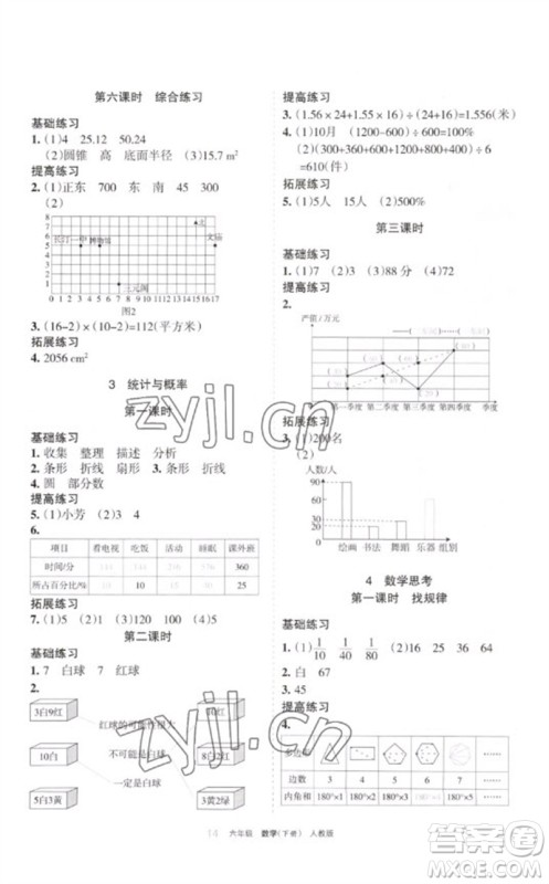 宁夏人民教育出版社2023学习之友六年级数学下册人教版参考答案