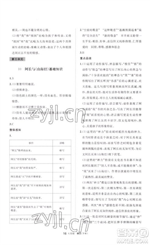 宁夏人民教育出版社2023学习之友七年级语文下册人教版参考答案 宁夏人民教育出版社2023学习之友七年级语文下册人教版参考答案