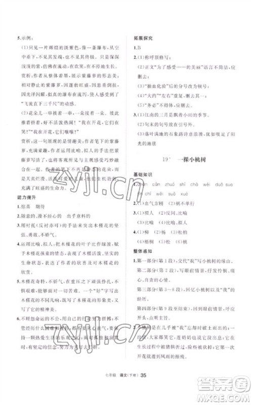 宁夏人民教育出版社2023学习之友七年级语文下册人教版参考答案 宁夏人民教育出版社2023学习之友七年级语文下册人教版参考答案