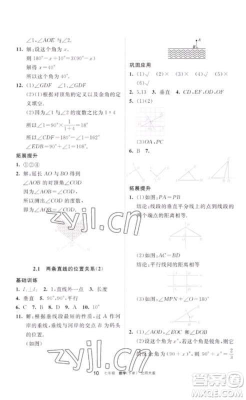 宁夏人民教育出版社2023学习之友七年级数学下册北师大版参考答案