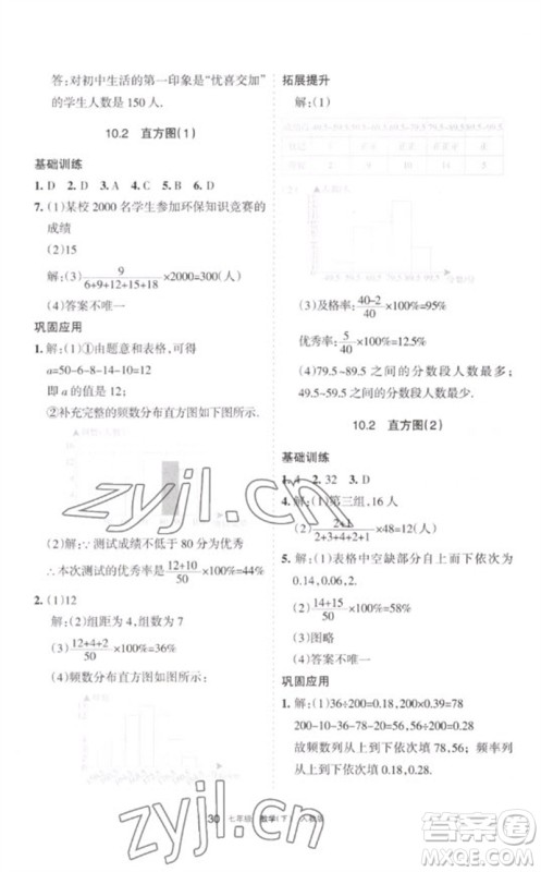 宁夏人民教育出版社2023学习之友七年级数学下册人教版参考答案