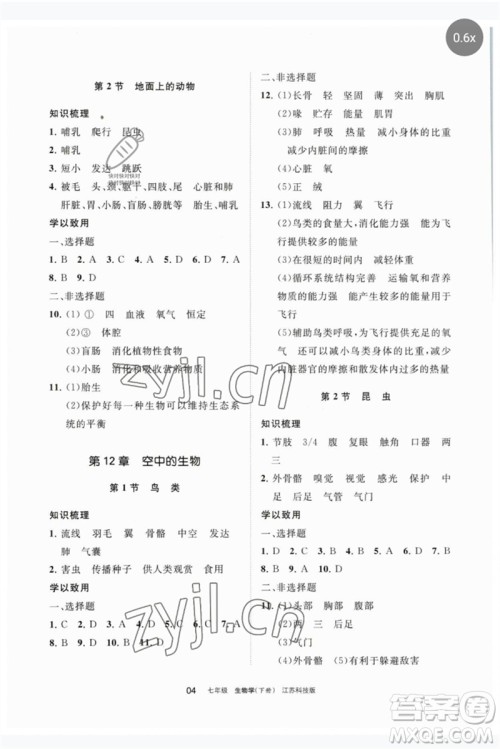 宁夏人民教育出版社2023学习之友七年级生物下册苏科版参考答案 宁夏人民教育出版社2023学习之友七年级生物下册苏科版参考答案