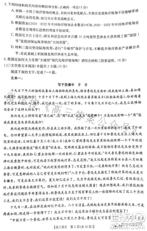 2023年金太阳联考5月5003C高三语文考试试卷答案 2023年金太阳联考5月5003C高三语文考试试卷答案