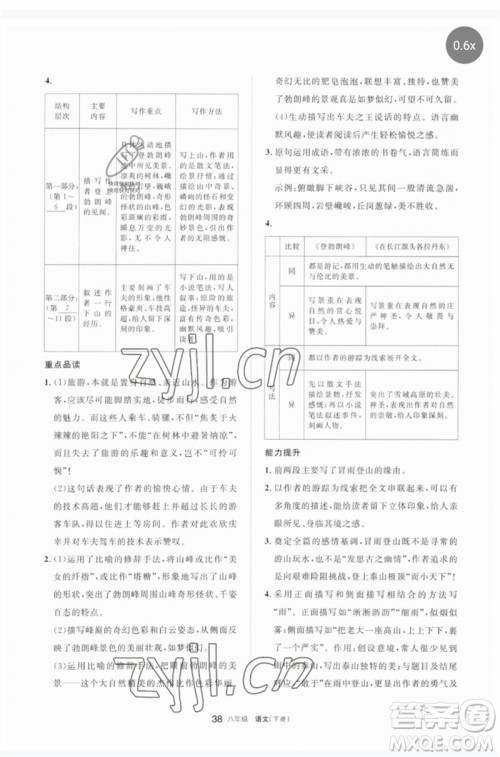 宁夏人民教育出版社2023学习之友八年级语文下册人教版参考答案 宁夏人民教育出版社2023学习之友八年级语文下册人教版参考答案