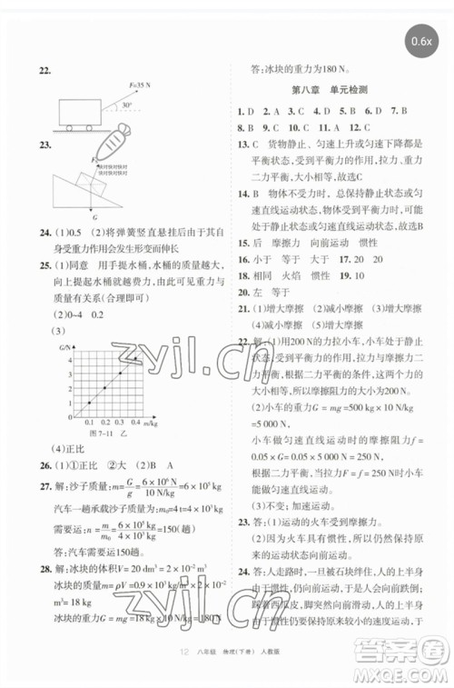 宁夏人民教育出版社2023学习之友八年级物理下册人教版参考答案