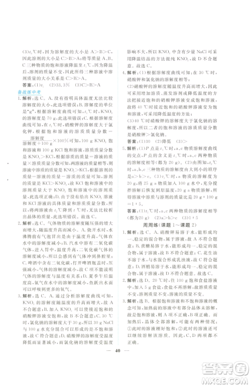 青海人民出版社2023新坐标同步练习九年级下册化学人教版青海专用参考答案