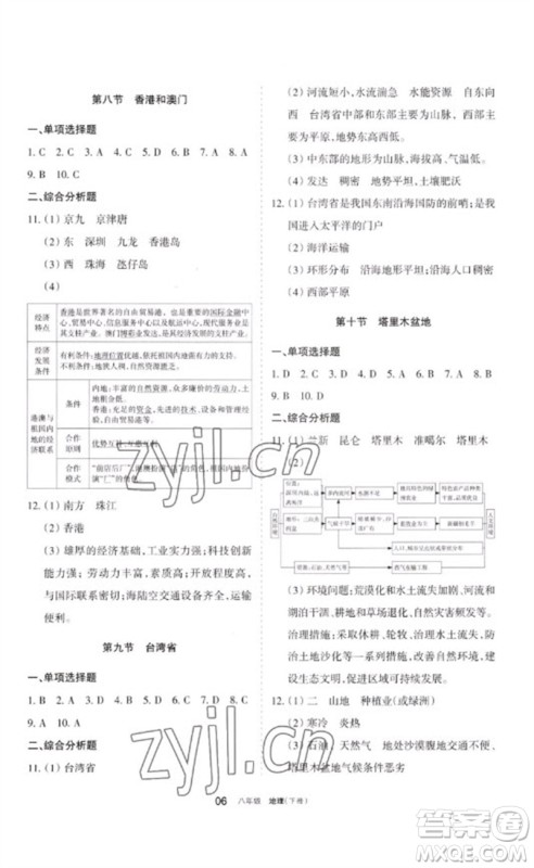 宁夏人民教育出版社2023学习之友八年级地理下册人教版参考答案