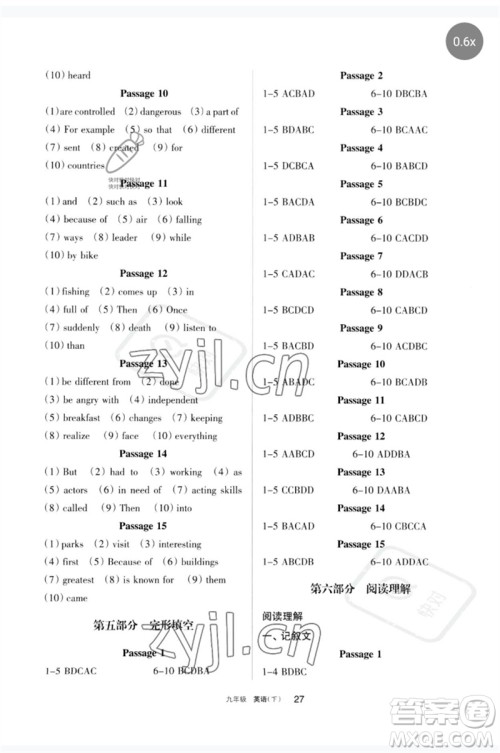 宁夏人民教育出版社2023学习之友九年级英语下册人教版参考答案