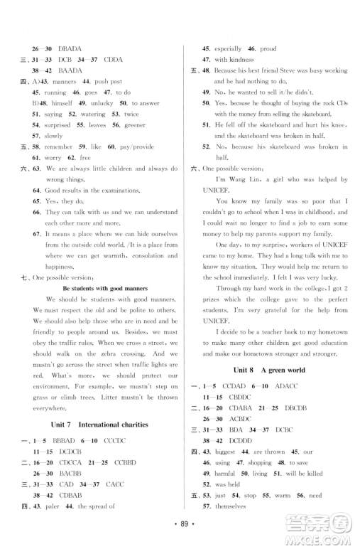 江苏凤凰美术出版社2023成长空间全程跟踪测试卷八年级下册英语江苏版参考答案