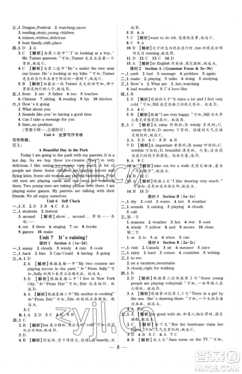 天津科学技术出版社2023追梦之旅大先生七年级下册英语人教版河南专版参考答案