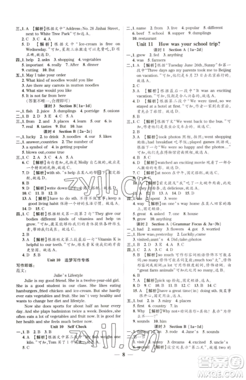 天津科学技术出版社2023追梦之旅大先生七年级下册英语人教版河南专版参考答案