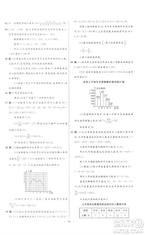 内蒙古教育出版社2023初中同步学习目标与检测七年级数学下册人教版参考答案