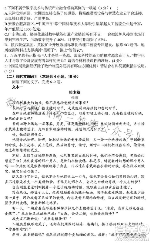 2023年合肥一中高三最后一卷语文试题答案