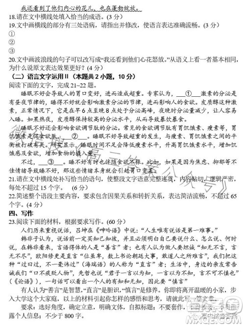 2023年合肥一中高三最后一卷语文试题答案
