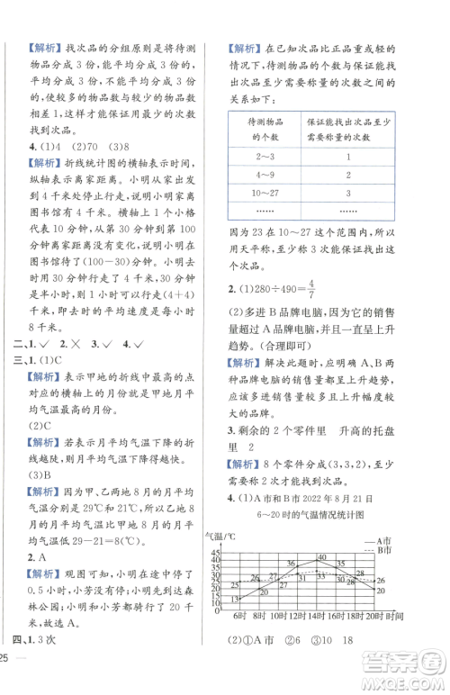 陕西人民教育出版社2023小学教材全练五年级下册数学人教版参考答案