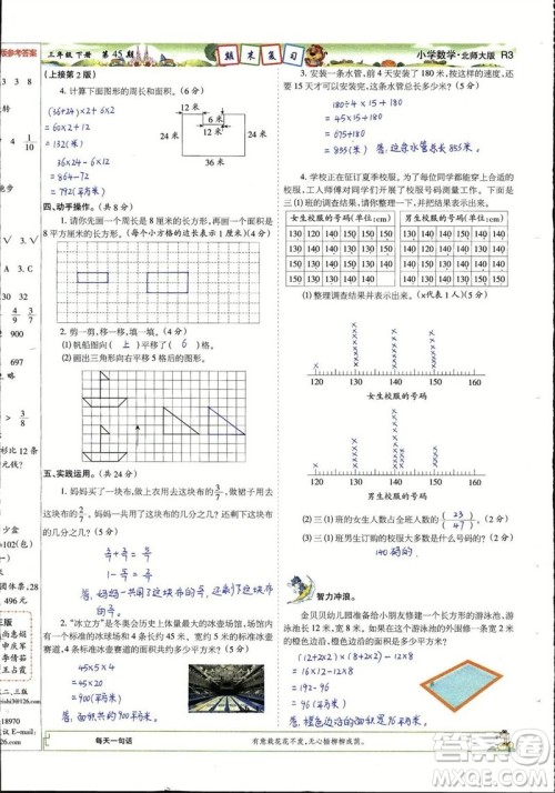 2023年春少年智力开发报三年级数学下册北师大版第43-46期答案