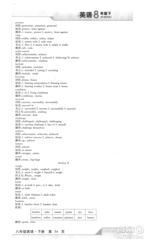 北方妇女儿童出版社2023精析巧练课时达标八年级下册英语人教版参考答案