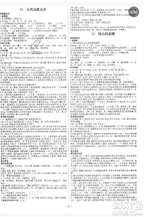 四川民族出版社2023同步宝典1线超越七年级语文下册人教版参考答案