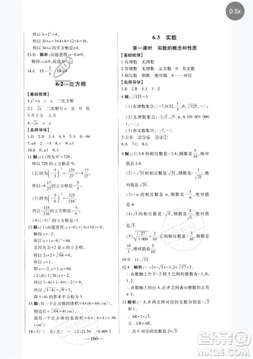 吉林人民出版社2023初中新课标名师学案智慧大课堂七年级数学下册人教版参考答案