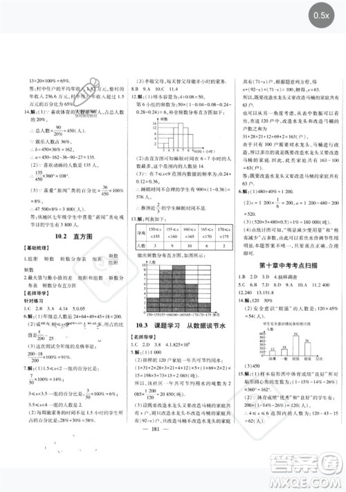 吉林人民出版社2023初中新课标名师学案智慧大课堂七年级数学下册人教版参考答案