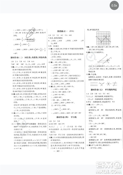 吉林人民出版社2023初中新课标名师学案智慧大课堂七年级数学下册人教版参考答案