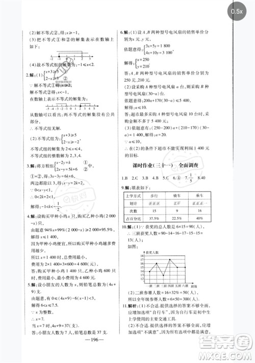 吉林人民出版社2023初中新课标名师学案智慧大课堂七年级数学下册人教版参考答案