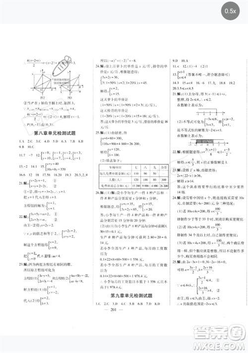 吉林人民出版社2023初中新课标名师学案智慧大课堂七年级数学下册人教版参考答案