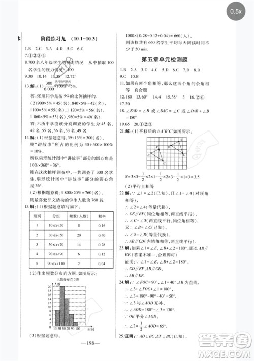 吉林人民出版社2023初中新课标名师学案智慧大课堂七年级数学下册人教版参考答案