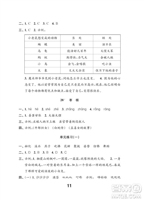 江苏凤凰教育出版社2023练习与测试小学语文三年级下册人教版参考答案 江苏凤凰教育出版社2023练习与测试小学语文三年级下册人教版参考答案