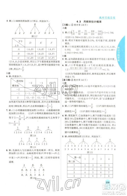 吉林人民出版社2023尖子生学案九年级下册数学湘教版参考答案