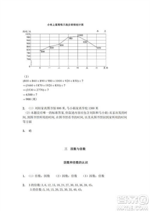 江苏凤凰教育出版社2023练习与测试小学数学五年级下册苏教版参考答案