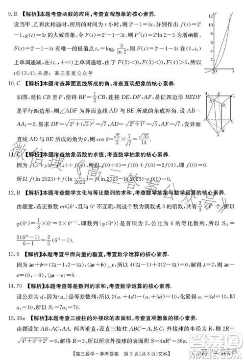 2023金太阳联考高三5月31考试6001C数学文科试卷答案