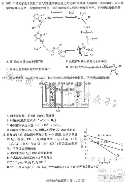 哈师大附中2023年高三第四次模拟考试理科综合试卷答案