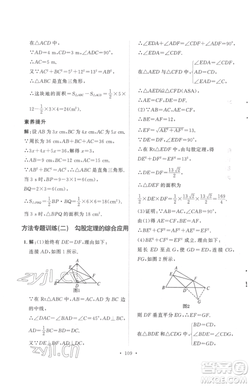 陕西人民出版社2023实验教材新学案八年级下册数学人教版参考答案