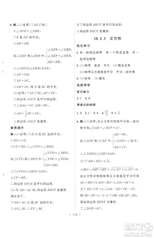 陕西人民出版社2023实验教材新学案八年级下册数学人教版参考答案