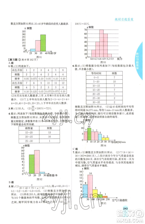 吉林人民出版社2023尖子生学案八年级下册数学湘教版参考答案