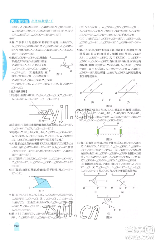 吉林人民出版社2023尖子生学案七年级下册数学冀教版参考答案