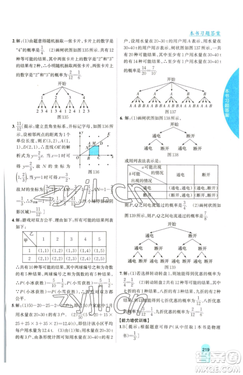 吉林人民出版社2023尖子生学案九年级下册数学沪科版参考答案