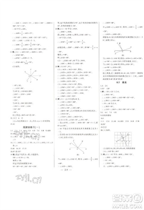 吉林人民出版社2023初中新课标名师学案智慧大课堂七年级数学下册青岛版参考答案