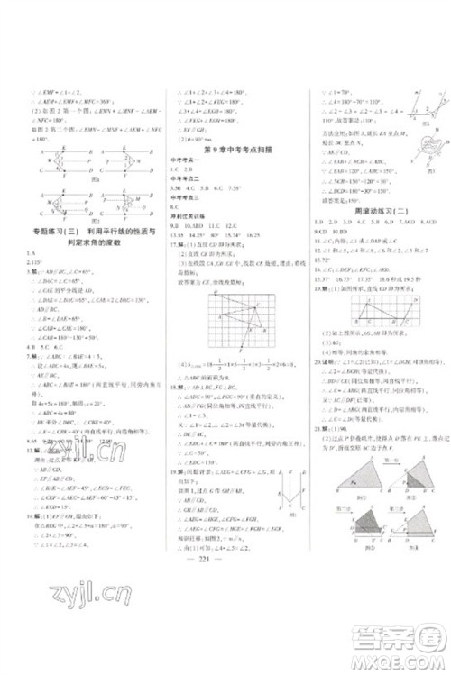 吉林人民出版社2023初中新课标名师学案智慧大课堂七年级数学下册青岛版参考答案