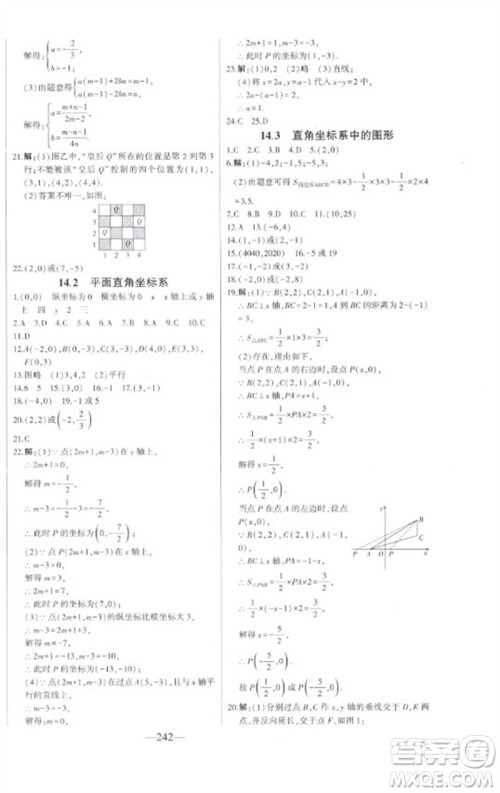 吉林人民出版社2023初中新课标名师学案智慧大课堂七年级数学下册青岛版参考答案