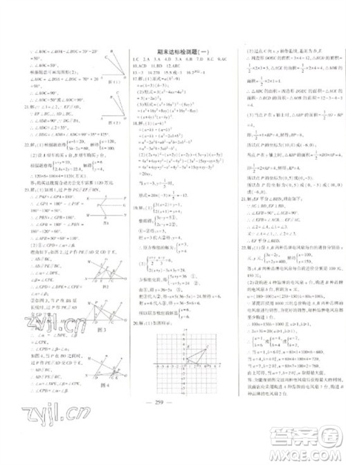 吉林人民出版社2023初中新课标名师学案智慧大课堂七年级数学下册青岛版参考答案