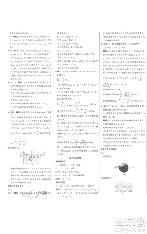 吉林人民出版社2023初中新课标名师学案智慧大课堂八年级物理下册沪科版参考答案