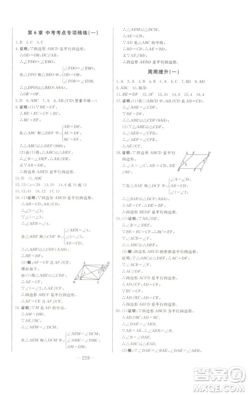 吉林人民出版社2023初中新课标名师学案智慧大课堂八年级数学下册青岛版参考答案