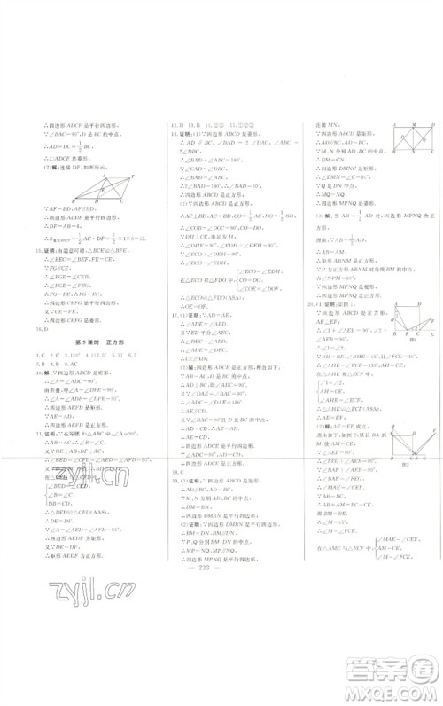 吉林人民出版社2023初中新课标名师学案智慧大课堂八年级数学下册青岛版参考答案