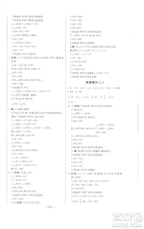 吉林人民出版社2023初中新课标名师学案智慧大课堂八年级数学下册青岛版参考答案