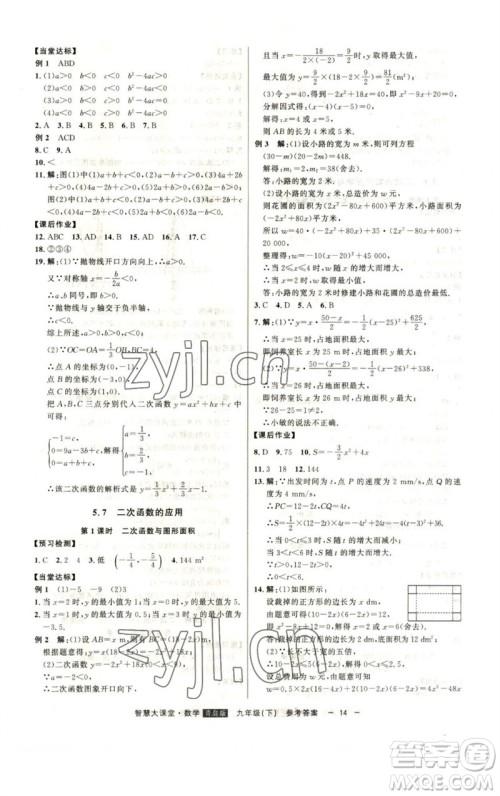 吉林人民出版社2023初中新课标名师学案智慧大课堂九年级数学下册青岛版参考答案