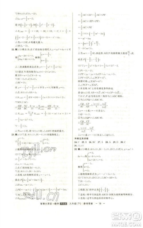 吉林人民出版社2023初中新课标名师学案智慧大课堂九年级数学下册青岛版参考答案